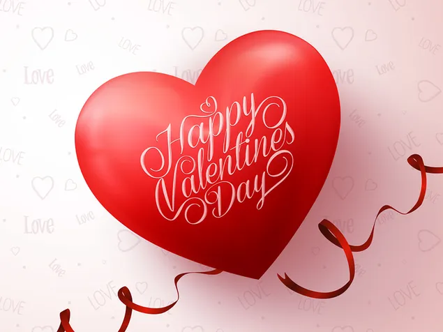 Valentijnsdag - wensen op de hartballon 2K achtergrond