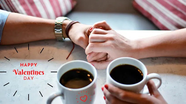 Valentinstag, Kaffee und Händchen halten