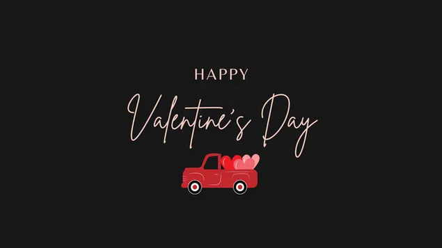 Valentinstag-Truck, beladen mit roten und rosa Luftballons herunterladen