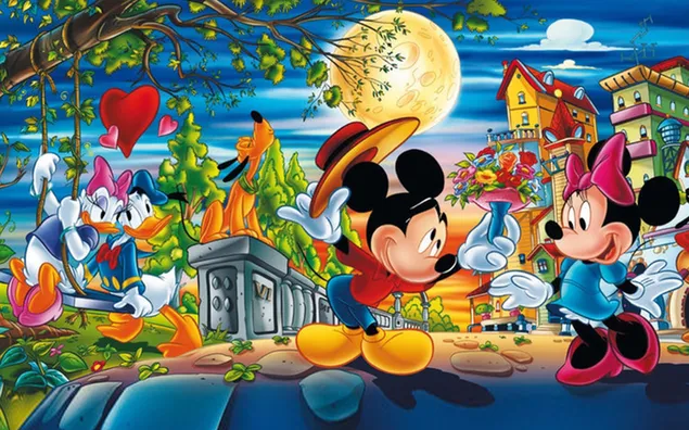 Valentinstag Cartoons Micky mit Minnie Maus herunterladen