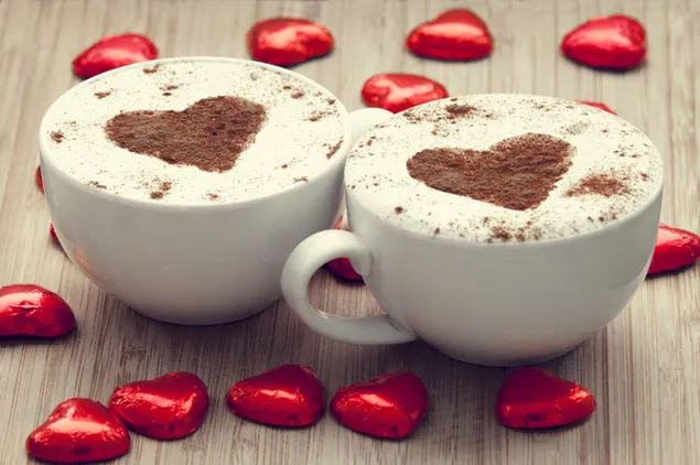 Valentinstag - Kaffee mit Herz-Crema herunterladen