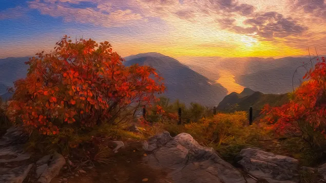 Atardecer del valle 4K fondo de pantalla