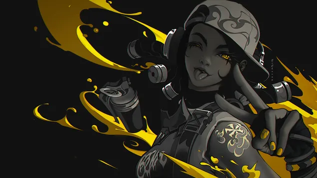 노란 눈을 가진 Valorant 비디오 게임 애니메이션 소녀 2K 배경화면