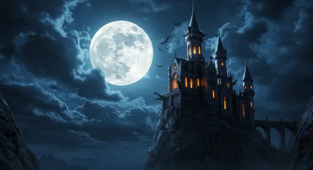 Vampyrslot Månen 4K baggrundsbillede