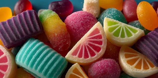 assortiment de bonbons enrobes de sucre et de gommes a macher aux agrumes telechargement