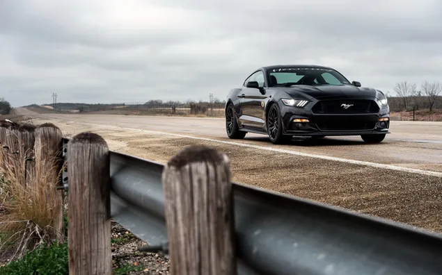 Voertuig Ford Mustang GT Zwart 4K achtergrond