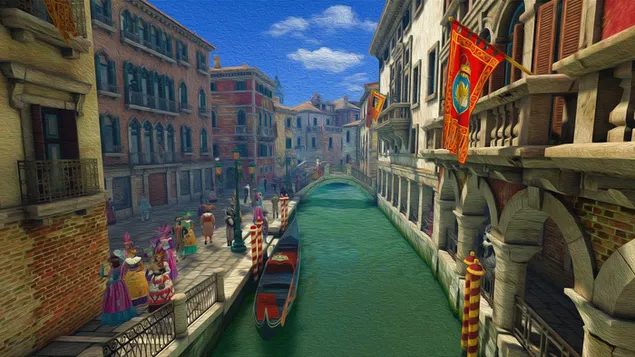 Venice, kênh đào lớn - dầu trên vải