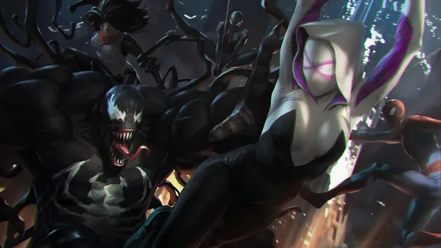 Hình nền Venom, Spider Gwen & Silk Spiderman 4K