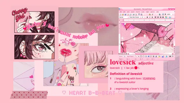 verliefde meid - retro anime - roze y2k-esthetiek.
