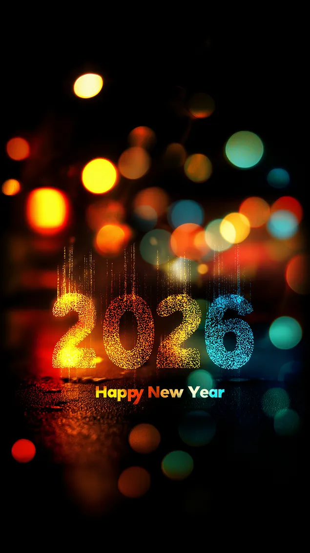 ปีใหม่ 2026 ที่สดใสด้วยไฟโบเก้และพื้นดินที่ขรุขระ HD วอลเปเปอร์