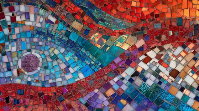 teksture siperfaqeje mozaiku abstrakt i gjalle me pllaka te vogla qelqi shkarkim