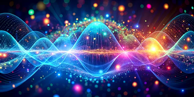 Ярко абстрактно представяне на звукови вълни и енергия в движение 4K тапет