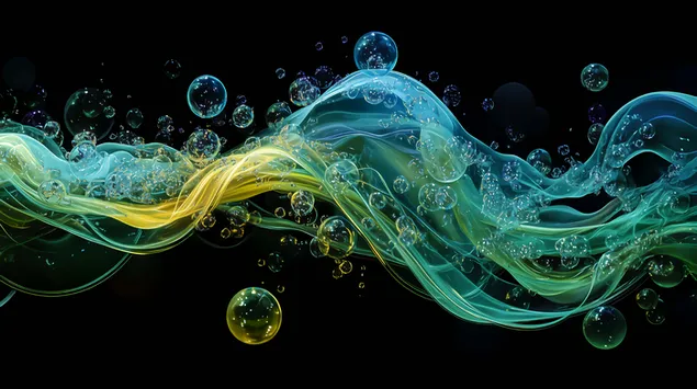 Lebendige Blasenmuster in dunklen Meereswellen 8K Hintergrundbild