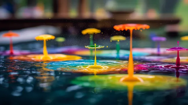 Živahne mrlje i valovi boje na površini tekućine 2K pozadina