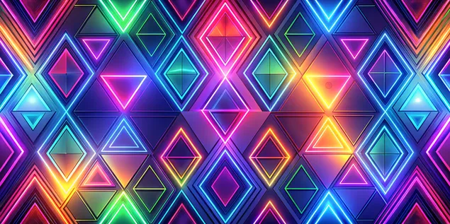Lebendiges geometrisches Muster mit Neonverläufen und abstraktem Design 4K Hintergrundbild