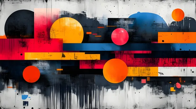 קומפוזיציה עירונית גיאומטרית תוססת 2K טפט