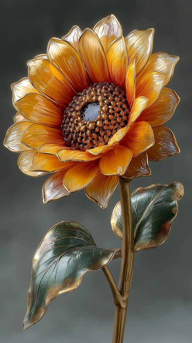 Scultura di fiori laccati vivaci con petali perlati HD sfondo