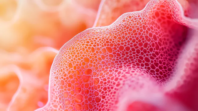 Жив макро изглед на красотата на червените водорасли 8K тапет