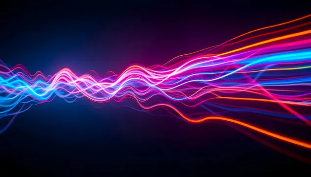 Lewendige Neonliggolwe: Abstrakte Energievloei-agtergrond 4K muurpapier