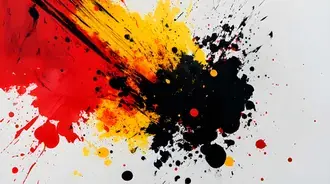 Tapeta Vibrant Paint Splatter Art v červené, žluté a černé 8K