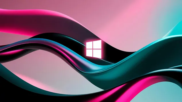 zhivi rozovi i sin'o-zeleni prelivashchi svetlinni v''lni s logo na windows 11 izteglyane