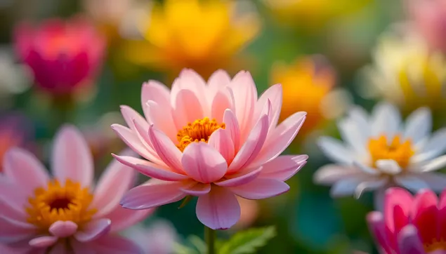 Živahni ružičasti cvjetovi lokvanja s mutnom cvjetnom pozadinom 4K pozadina