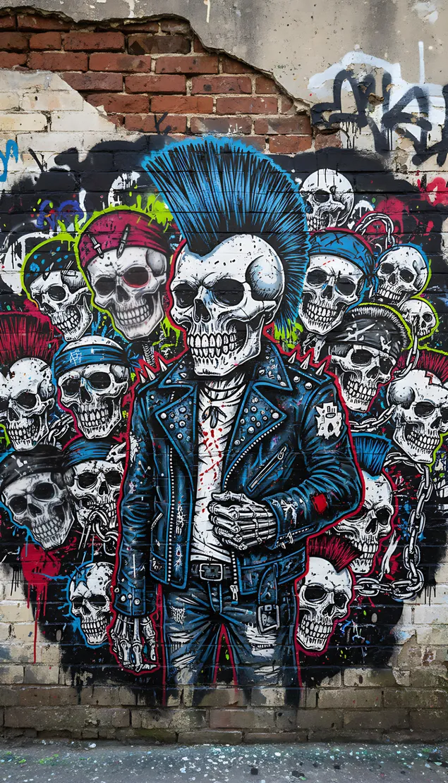 vibrant punk skull graffiti art download