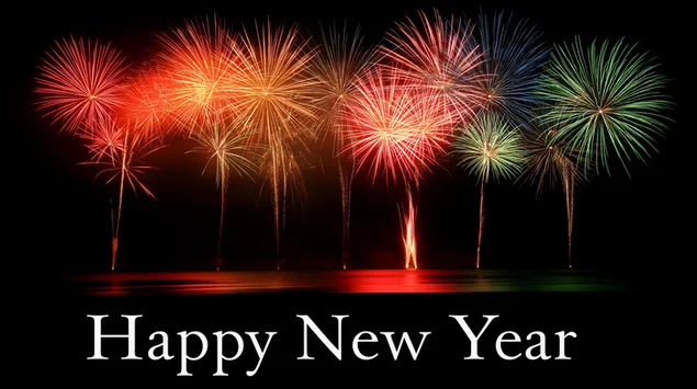 jaskrawy pokaz pirotechniczny na odblaskowej powierzchni w nocy pobierz