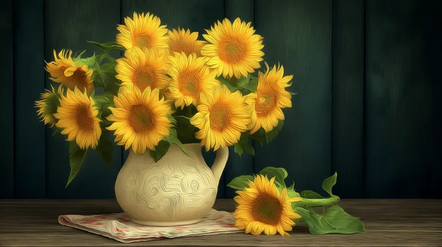 elenk napraforgok vazaban, van gogh stilusu festmeny letoltes