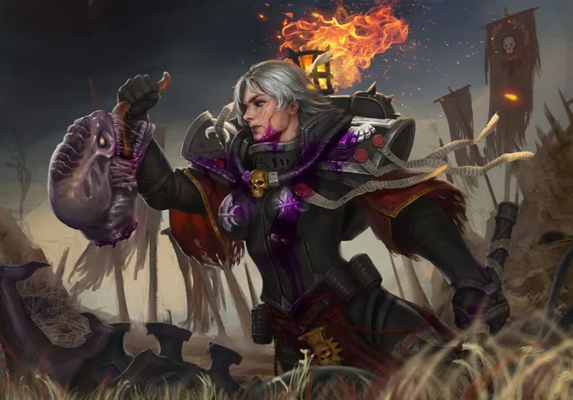 Anime-meisje van videogame (Sisters of battle Warhammer 40K) HD achtergrond