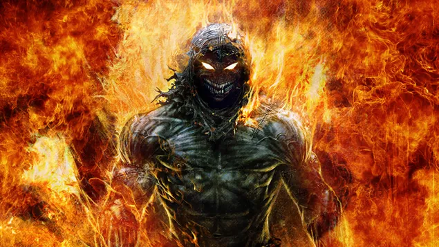 Videospielfigur, die im Feuer erscheint herunterladen