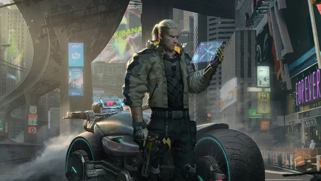 Videogame 'Cyberpunk 2077' (Cyborg 'Geralt' uit 'The Witcher 3')