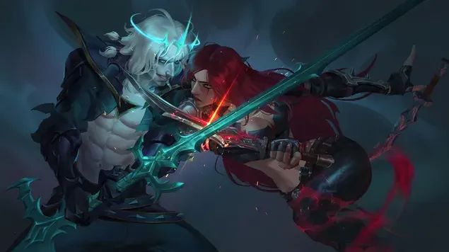 Viego vs. Katarina – Legendų lyga (LOL) 4K ekrano užsklanda