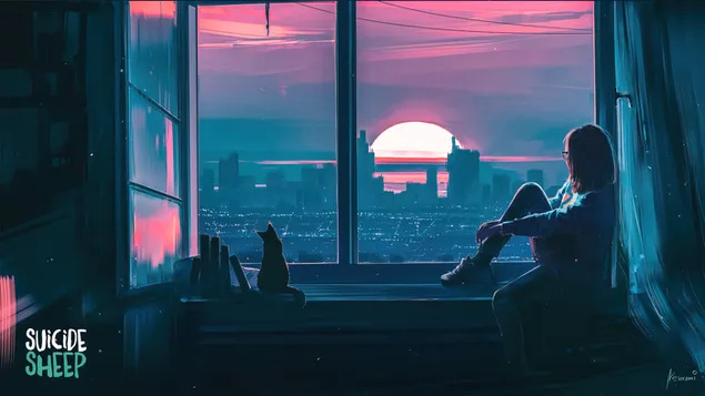 Viendo el paisaje del atardecer descargar