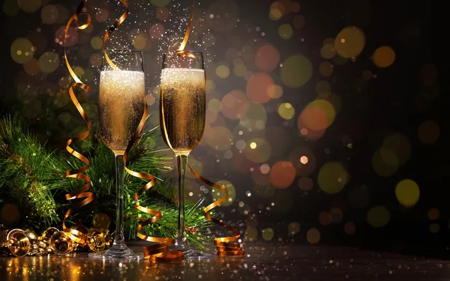 Viering van gelukkig nieuwjaar met champagneglas