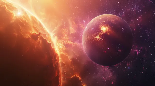 vista d'estrelles i planetes a l'espai baixada