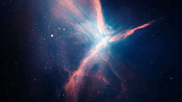 Pemandangan nebula dari lampu berwarna berbeda, terdiri dari gas yang berbeda 4K wallpaper