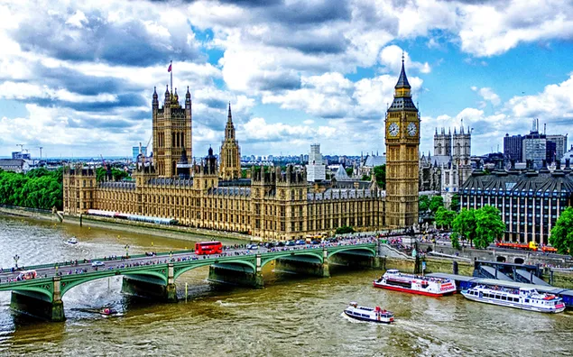 View of Westminster Palace and City of London