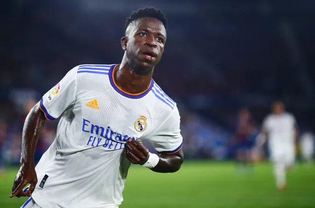 Vinicius Junior, die Brasiliaanse voorspeler van die Spaanse La Liga-sokkerklub Real Madrid 2K muurpapier