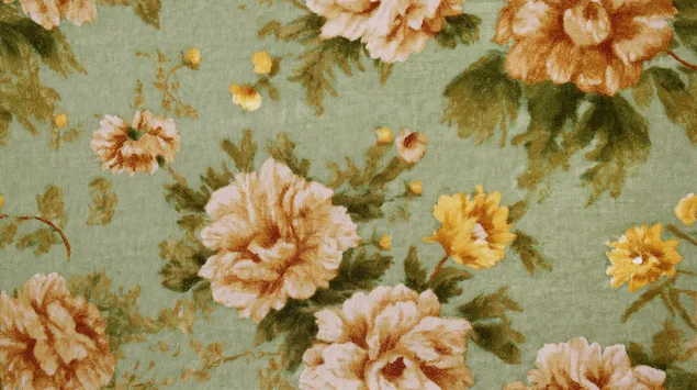 Ouderwetse Botaniese Druk: Sagte Blomstoftekstuur 2K muurpapier