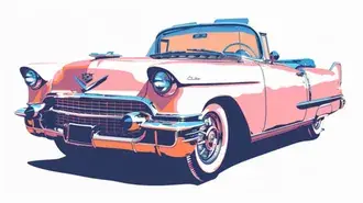 Tapeta Vintage Voyage: Pastelový kabriolet v retro stylu 8K