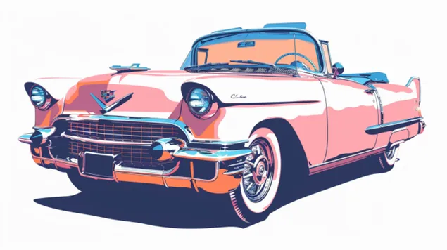 Vintage Voyage: מכונית פסטל בסגנון רטרו 8K טפט