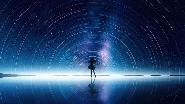 ヴァイオリニストの少女 地平線の風景