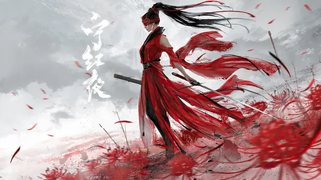 Viper 'Ning' Around Red Spider Lilies - Naraka Bladepoint (онлайн-видеоигра) 4K обои