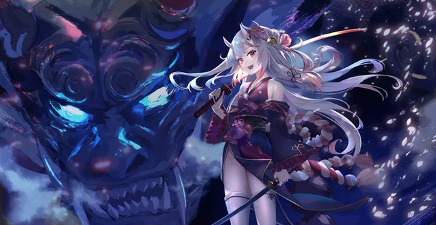 バーチャル Youtuber アニメ キャラクター 長い髪の美しいアニメの女の子 なきりあやめ 2K 壁紙