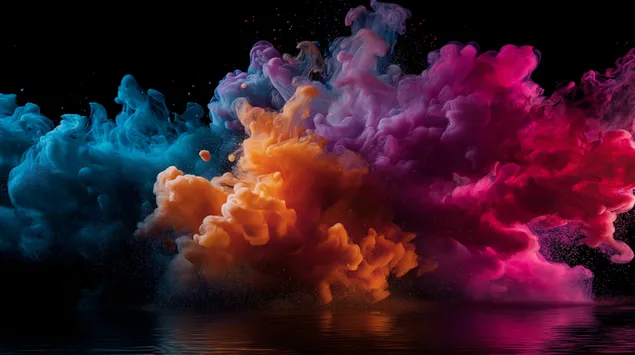 抽象流动中的生动滚滚烟雾 2K 壁纸