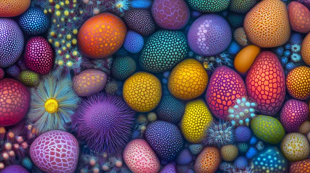 Detalles vívidos de granos de polen a través de aumento 4K fondo de pantalla