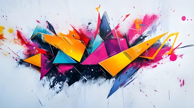 פיצוץ גיאומטרי חי של צבעים 2K טפט