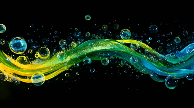 Lebendige Wirbel aus Farbverlaufsblasen in tiefen Ozeantönen 8K Hintergrundbild