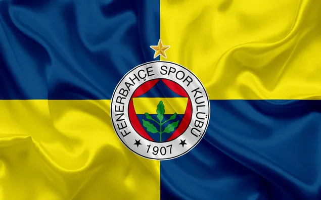 Vlag van Fenerbahce met gele marineblauwe kleuren download